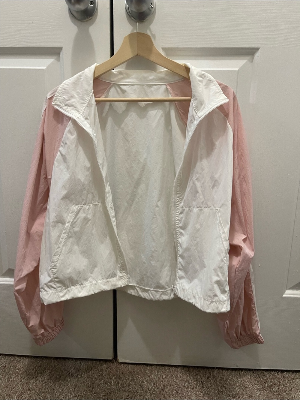 Light Pink and White Windbreaker Jacket